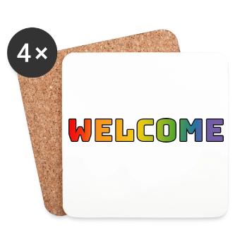 Regenbogen welcome CSD Shirt LGBT lgbtqi queer - Untersetzer (4er-Set) - Weiß - Vorne