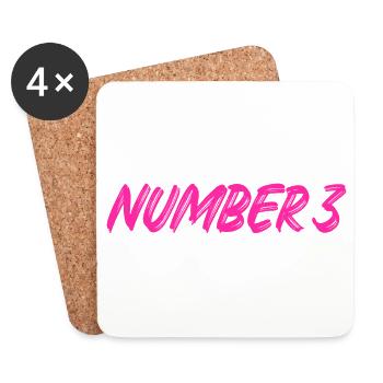 Number 3 - drei - dritter - dritte - 3 - Nummer 3 - Untersetzer (4er-Set) - Weiß - Vorne