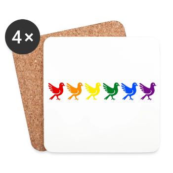 Regenbogen Tauben - Untersetzer (4er-Set) - Weiß - Vorne