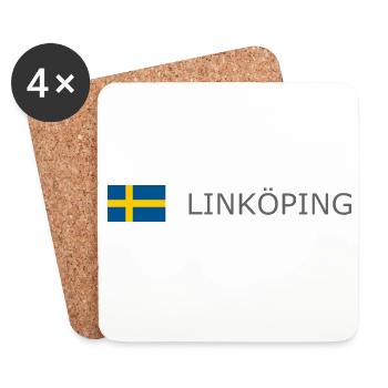 Drapeau de la Suède - Linköping - Sverige - Schweden - Dessous de verre (lot de 4) - blanc - Devant