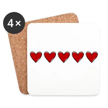 Hearts Line Love Symbol - Coasters (set of 4) - white - Front