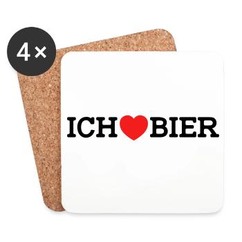 Ich liebe Bier (Farben änderbar) - Untersetzer (4er-Set) - Weiß - Vorne