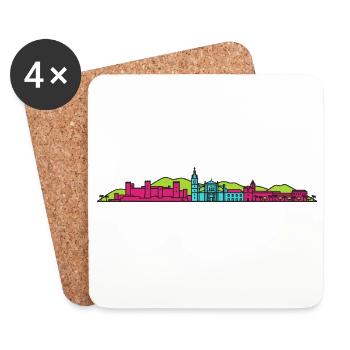Silhouette urbaine de Malaga Alcazaba Art moderne en ligne - Dessous de verre (lot de 4) - blanc - Devant