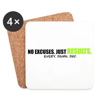 NO EXCUSES - Performance mindset Shirt - Coasters (set of 4) - white - Front