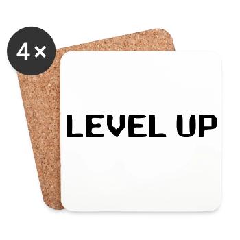 Level Up 8-Bit Schriftzug - Untersetzer (4er-Set) - Weiß - Vorne