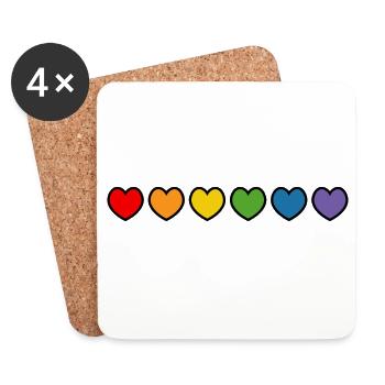 Chemise gay LGBT arc-en-ciel contour noir - Dessous de verre (lot de 4) - blanc - Devant