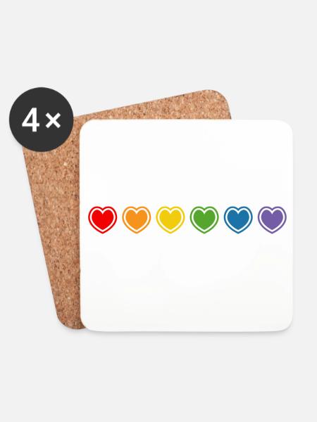 LGBT Regenbogen Herzen Outline LGBT lgbtqi queer - Untersetzer (4er-Set) - Weiß