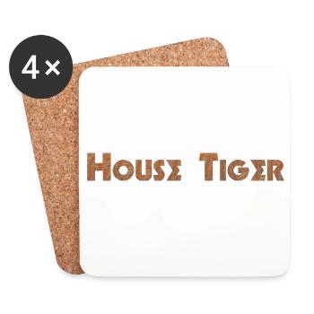 House Tiger, fur prints, Tabby motiv - Untersetzer (4er-Set) - Weiß - Vorne