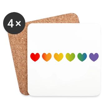 Rainbow Hearts Gradient - Coasters (set of 4) - white - Front