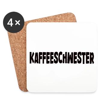 Kaffeespruch lustig - Kaffeeschwester - Untersetzer (4er-Set) - Weiß - Vorne