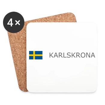 Drapeau de la Suède - Karlskrona - Sverige - Schweden - Dessous de verre (lot de 4) - blanc - Devant