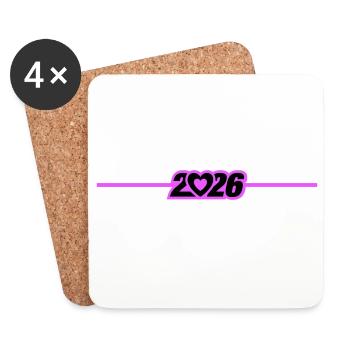2026 year Heart - Coasters (set of 4) - white - Front