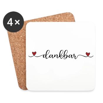 dankbar Schriftzug mit Herz - Untersetzer (4er-Set) - Weiß - Vorne