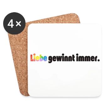 Liebe gewinnt immer Frieden Statement Vielfalt - Untersetzer (4er-Set) - Weiß - Vorne