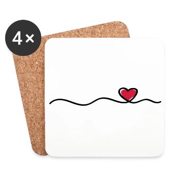 coeur ligne symbole coeur amour - Dessous de verre (lot de 4) - blanc - Devant