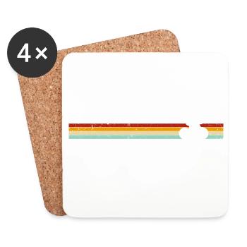 Retro Stripes Bicycle on Gradient Banner - Coasters (set of 4) - white - Front
