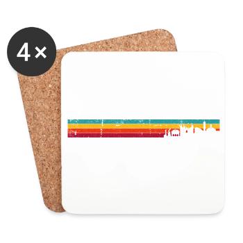 Rétro Skyline Sunset Stripes - Dessous de verre (lot de 4) - blanc - Devant
