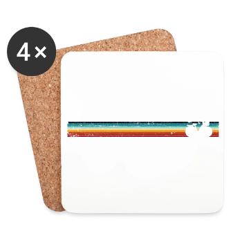 Retro Bicycle on Rainbow Stripes - Coasters (set of 4) - white - Front