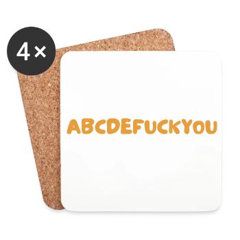 ABC Alphabet Statement Fuck You Humor - Coasters (set of 4) - white - Front