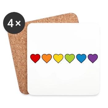 LGBT CSD LGBTQ+ COEUR ARC-EN-CIEL COEURS MOIS DE LA FIERTÉ - Dessous de verre (lot de 4) - blanc - Devant