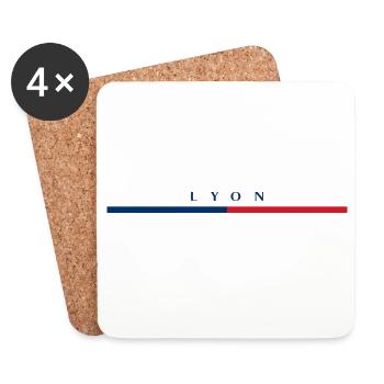 Lyon - Frankreich - France - Balken - Tricolore - Untersetzer (4er-Set) - Weiß - Vorne