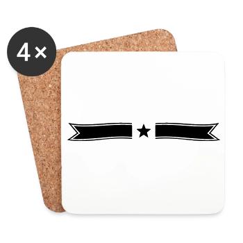 Étoile banderole ligne - Dessous de verre (lot de 4) - blanc - Devant