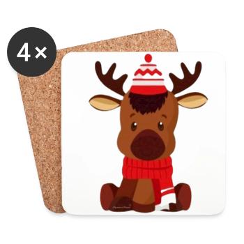 Little reindeer Christmas - Coasters (set of 4) - white - Front