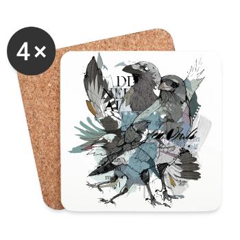 Raven Illu - Coasters (set of 4) - white - Front
