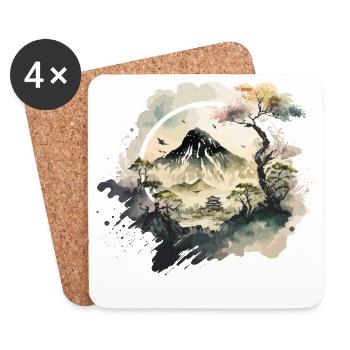 Japanischer Berg - Untersetzer (4er-Set) - Weiß - Vorne