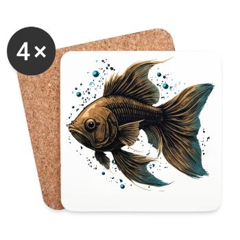 Brauner Fisch - Untersetzer (4er-Set) - Weiß - Vorne