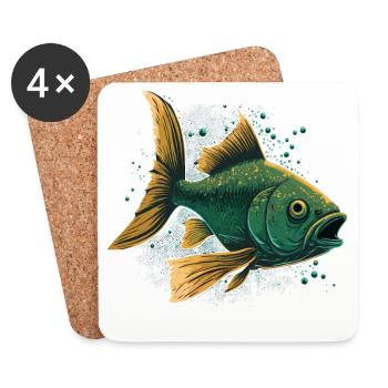 Fish with open Mouth - Coasters (set of 4) - white - Front