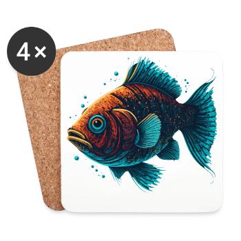 Drôle de poisson - Dessous de verre (lot de 4) - blanc - Devant