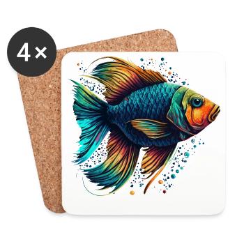 Colorful Fish - Coasters (set of 4) - white - Front