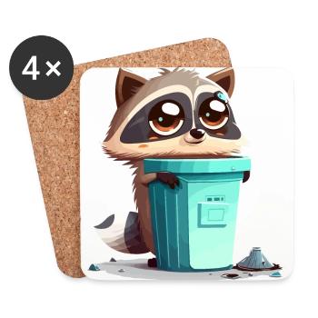 Panda poubelle - Dessous de verre (lot de 4) - blanc - Devant