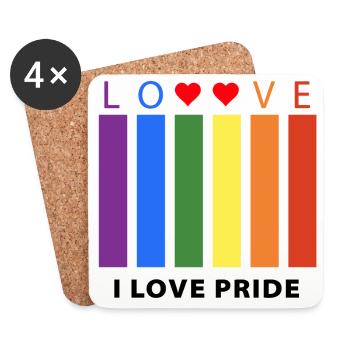 J’adore le T-shirt coloré Pride pour les événements LGBT - Dessous de verre (lot de 4) - blanc - Devant