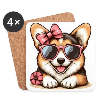 Corgi Girl - Coasters (set of 4) - white - Front