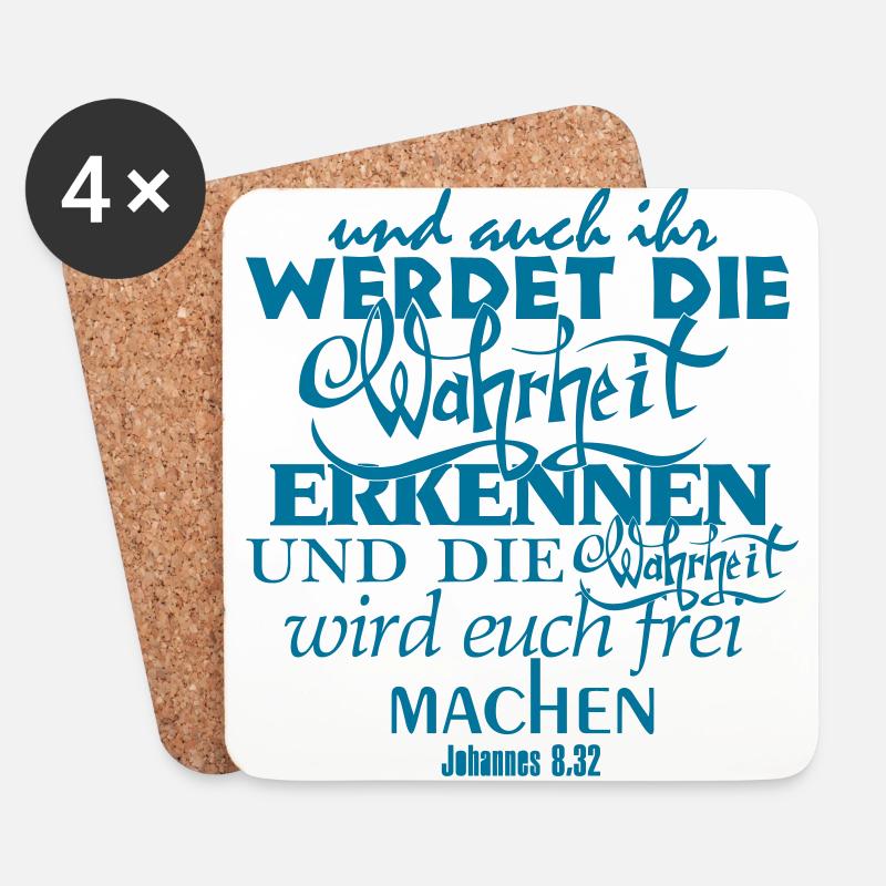 Bibelvers Johannes 8,32 - Untersetzer (4er-Set) - Weiß