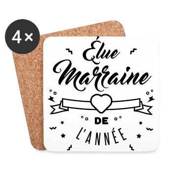 élue marraine de l'année - Dessous de verre (lot de 4) - blanc - Devant