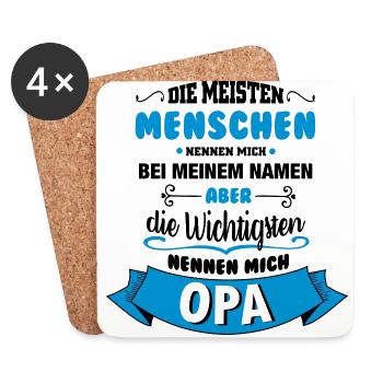 Beim Namen nennen - Opa - Untersetzer (4er-Set) - Weiß - Vorne