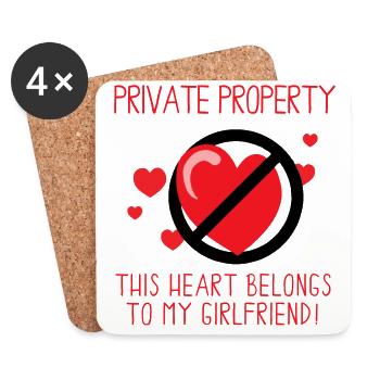 Girlfriend This Heart Belongs To My Girlfriend - Coasters (set of 4) - white - Front