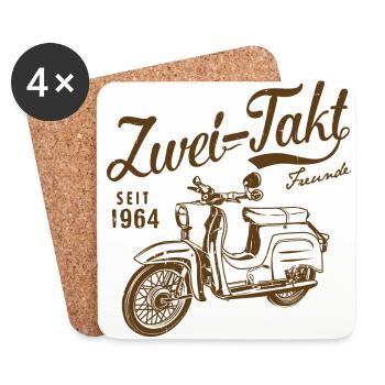 Simson Schwalbe Zweitakt Freunde - Untersetzer (4er-Set) - Weiß - Vorne