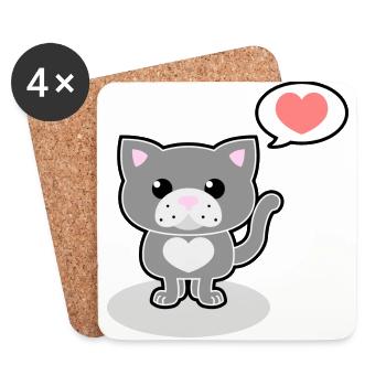 Cute cat - Coasters (set of 4) - white - Front