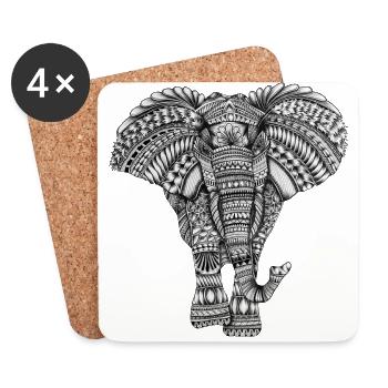 elephant - Coasters (set of 4) - white - Front