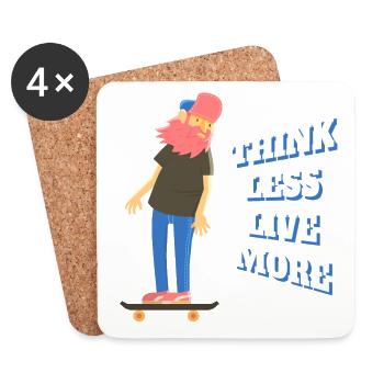 Think less, live more - Coasters (set of 4) - white - Front