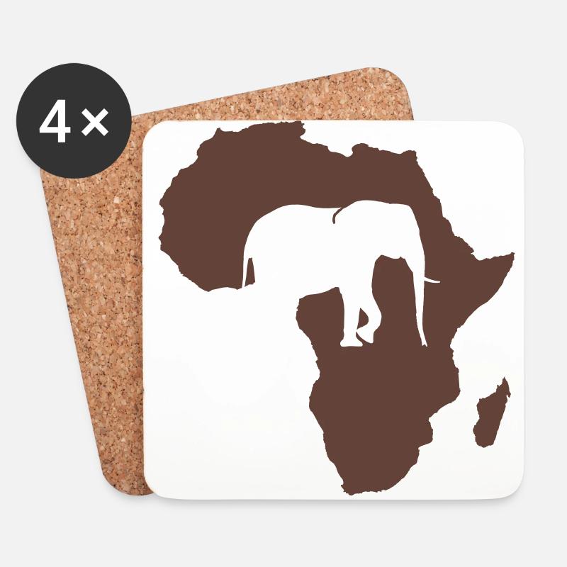 Afrika Elefant - Untersetzer (4er-Set) - Weiß
