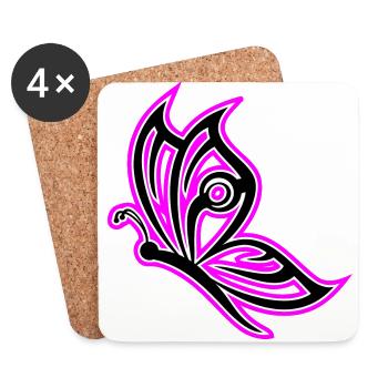 Schmetterling Pink - Untersetzer (4er-Set) - Weiß - Vorne