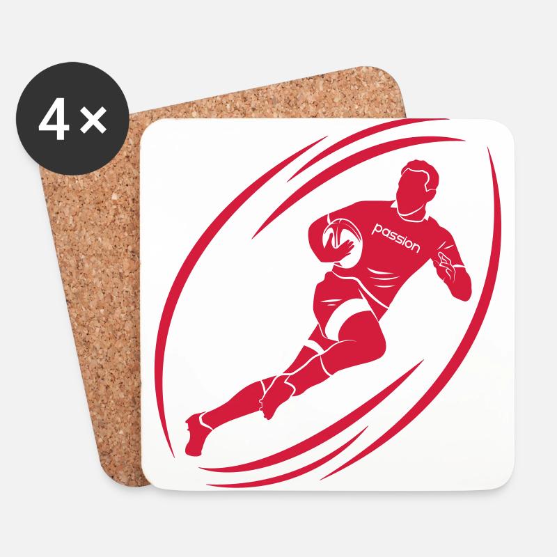 Rugby Leidenschaft - Untersetzer (4er-Set) - Weiß