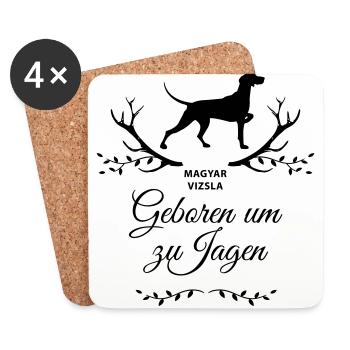Magyar Vizsla "Geboren um zu Jagen" - Untersetzer (4er-Set) - Weiß - Vorne