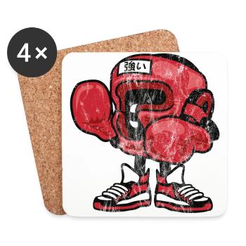 BOX CHAMPION - Comic und Cartoon Shirt Motiv - Untersetzer (4er-Set) - Weiß - Vorne
