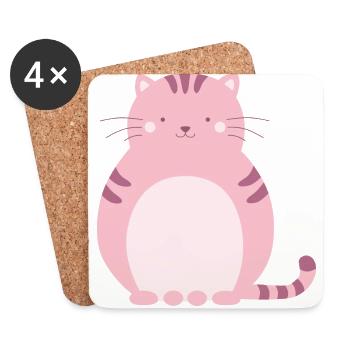 Pink cat - Coasters (set of 4) - white - Front
